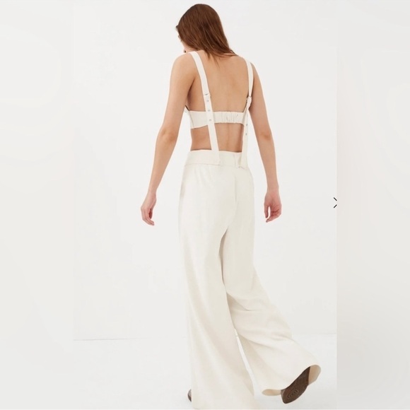 For Love & Lemons “Natasha” Wide Leg Belted Pant In Cream - Picture 2 of 15